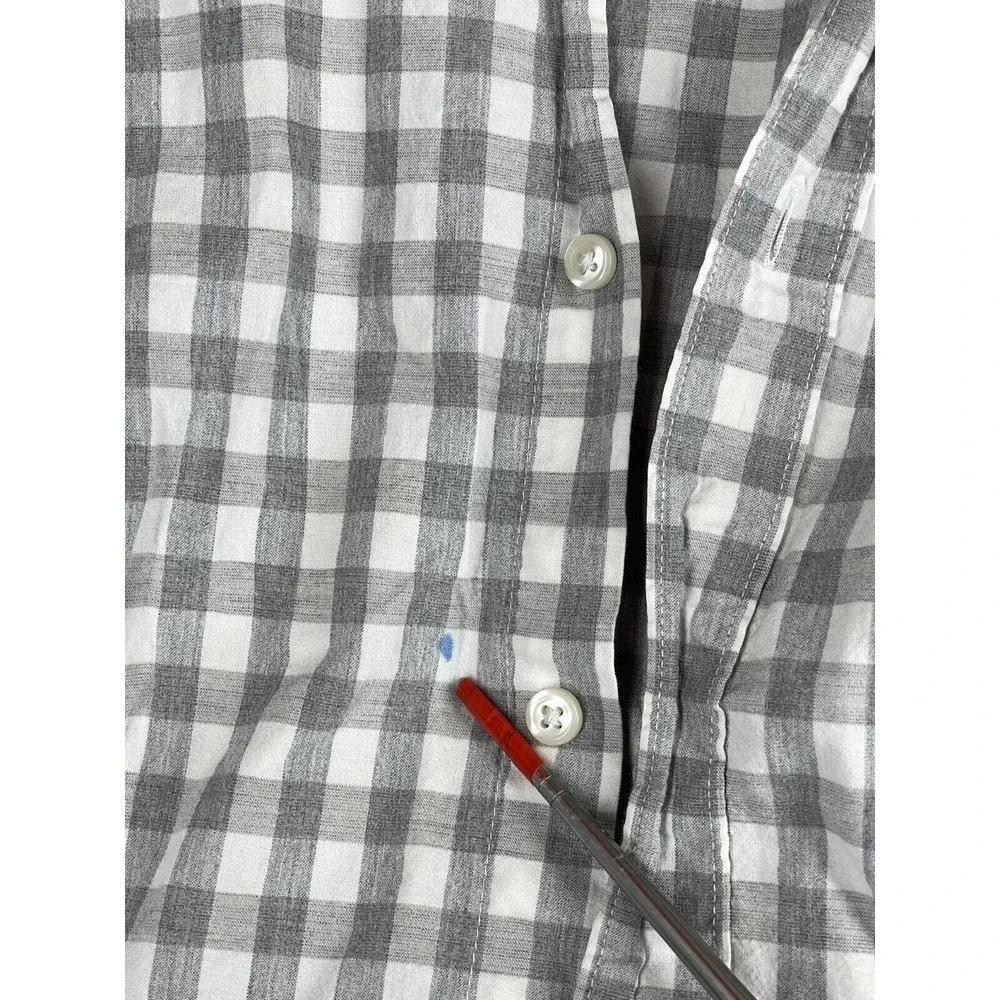 J.‎ Crew Button Down Mens L Gray Gingham Secret Wash Stretch AA265